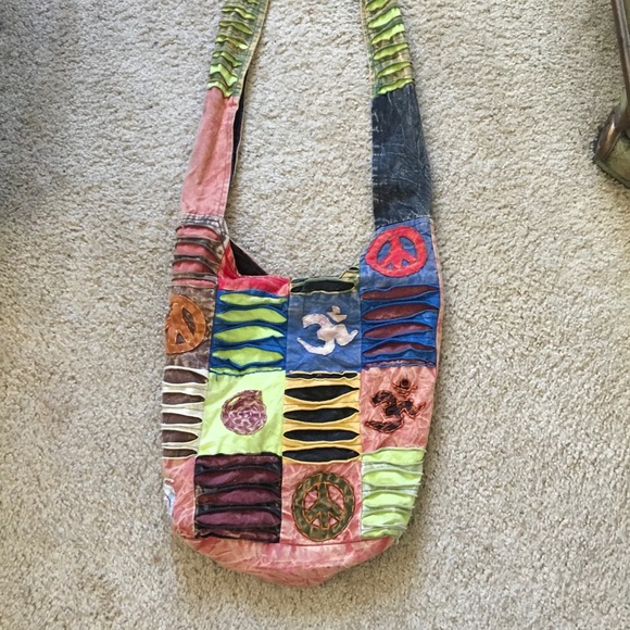 Handbags - Boho Chic FESTIVAL fabric peace slouchy Handbag